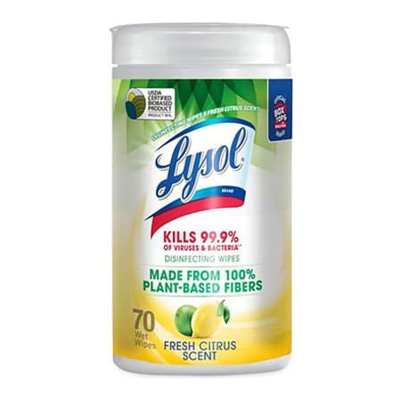 United Stationers Supply Lysol Disinfecting Wipes II, Fresh Citrus, 70 Wipes/Canister, 6 Canisters/Carton 19200-49128